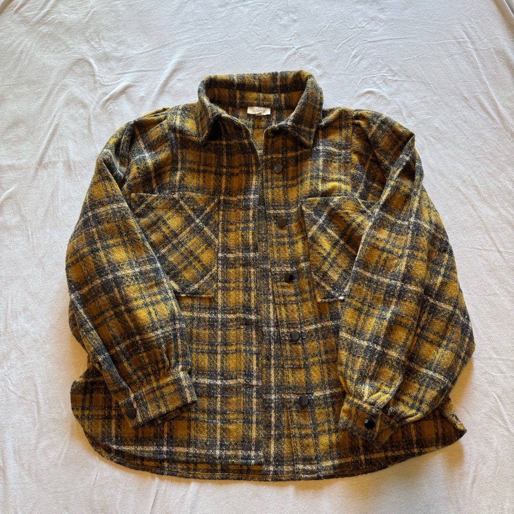 A.Peach Plaid Women’s Yellow and Black Jacket - Size S